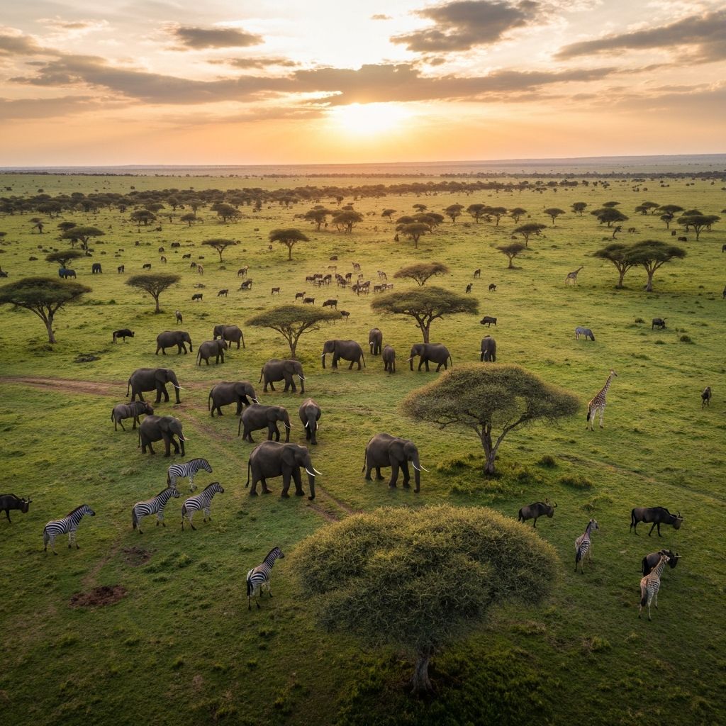 Tsavo National Park with elephants